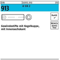 Gewindestift DIN 913 Kegelkuppe/Innen-6-kant M 12 x 35 A 1/A 2 von REYHER