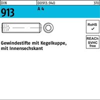 Gewindestift din 913 Kegelkuppe/Innen-6-kant m 4 x 5 a 4 von REYHER
