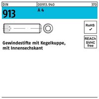 Gewindestift din 913 Kegelkuppe/Innen-6-kant m 4 x 6 a 4 von REYHER