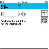 Gewindestift din 914 m.Spitze/Innensechskant m 12 x 25 a 4 von REYHER