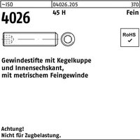 Gewindestift ISO 4026 Kegelkuppe/Innen-6-kant M 6 x 0,5 x 6 45 H
