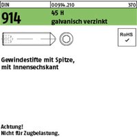 Reyher - Gewindestift din 914 m.Spitze/Innensechskant m 3 x 8 45 h galvanisch verzinkt von REYHER