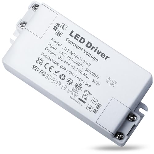 REYLAX LED Trafo 24V 30W, LED Treiber 1.25A, LED Netzteil Trafo 230V auf 24V Transformator AC zu DC Schalt Niedervolttrafo, Konstantspannungs Driver für Led Beleuchtungen, Nicht Dimmbar von REYLAX