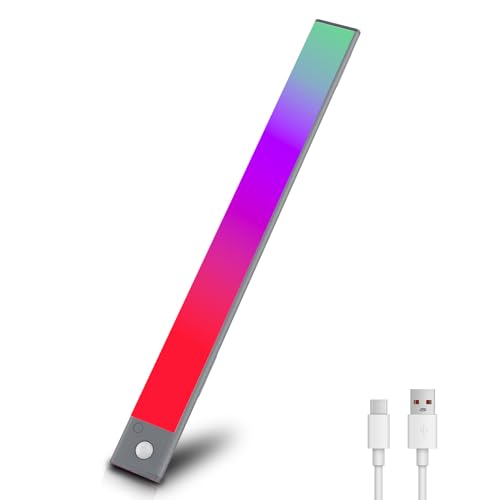 REYLAX 40CM RGB IC LED Lichtleiste Kabellos mit Bewegungsmelder Unterbauleuchte LED Lightbar Multi-Modi und Weißlicht Dimmbare Ambient Lampe für Schlafzimmer Spielzimmer Raumdekoration von REYLAX