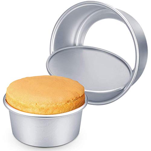 2 Pack Backformen Set für Runde Schichtkuchen, Aluminum Kuchen-Form Abnehmbare Bottom Round Cake Moulds Antihaft-Backformen Pfanne,6 Zoll und 8 Zoll von REYOK