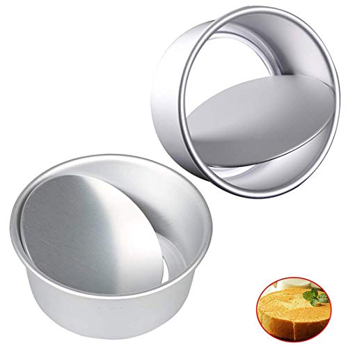 Kuchenform Runden Backformen 2 Pack Round Cake Tin Set with Loose Base,Antihaft-Backformen Pfanne, Round Cake Moulds Kuchenform Tortenbodenform 6 Zoll, für Torte, Backform mit Boden abnehmbar von REYOK