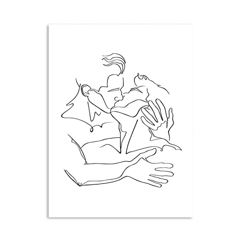 Minimalistischer Mann Kuss Umarmung Leinwand Poster Schwule Geschenk abstrakte Linie Leinwand Wand Bilder moderne Mann Schlafzimmer Schwule Wohnkultur Nordic Style Leinwand Bild（Kein Rahmen） von REYTOL