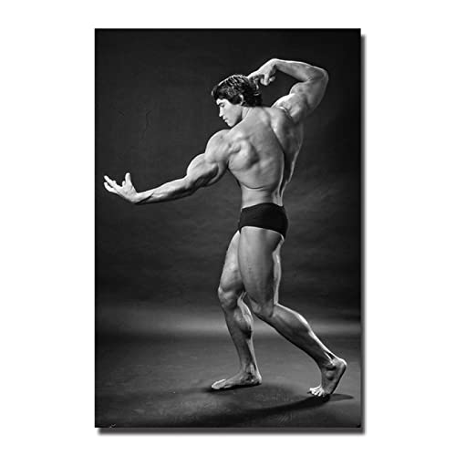 REYTOL Fitnessstudio Inspirierende Fitness -Leinwand Bild Schwarz -Weiß -Leinwand Wand Bilder Arnold Schwarzenegger Poster und Kunstdrucke Fitnessstudio Home Deko Bilder （Kein Rahmen） von REYTOL