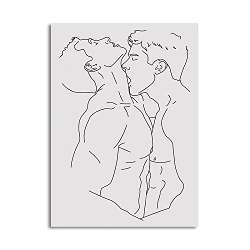 REYTOL Mann küssen schwule Leinwand Malmale minimalistische Linie Wand Bilder schwule Home Geschenk Nordischer Stil Leinwand Bild moderne Wohnzimmer Schlafzimmer Dekor schwule Bilder（Kein Rahmen） von REYTOL