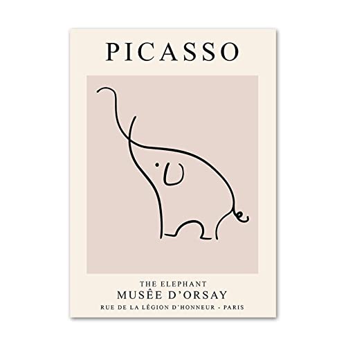 REYTOL Picasso Tiere Poster abstrakte Elefant line Wand Bilder Picasso Minimalist skizzen leinwand malen Wohnzimmer Home Picasso Bilder dekor（Kein Rahmen） von REYTOL