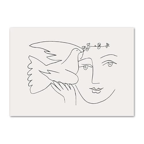 REYTOL Picasso abstrakte Linien Wand Bilder Frau Gesicht Taube Vogel Leinwand Bild Nordic Style Poster und Kunstdrucke Wohnzimmer Home Deko Picasso Bilder （Kein Rahmen） von REYTOL