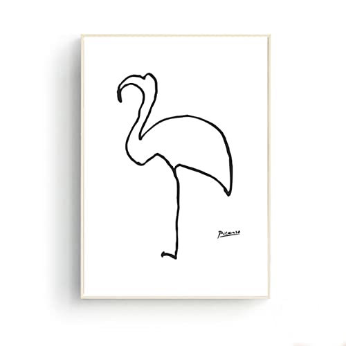 REYTOL Picasso abstrakte Tierwand Bilder Picasso Flamingo Linie Poster Nordic Style Wohnzimmer Schlafzimmer Picasso Vogel Leinwand Bild Geschenk Home Dekor（Kein Rahmen） von REYTOL