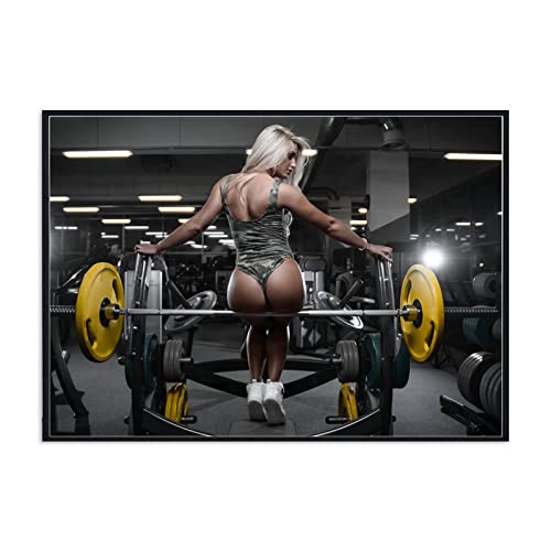 REYTOL Sexy Bodybuilding Girl Fitness Sport Poster Fitnessstudio Inspirierende Leinwand Wand Bilder sexy Frau Hantel Fitness Wandbilder Mann Schlafzimmer Geschenkdekor（Kein Rahmen） von REYTOL