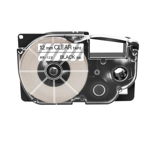 REwNXA 1pcs 9/12/18/24mm Etikettband Kompatibel mit die kompatible Verwendung mit XR-12WE XR-18WE XR-9WE XR-12X XR-12YW und KL-120 KL-820 KL-780 Label Macher(Black on Clear) von REwNXA
