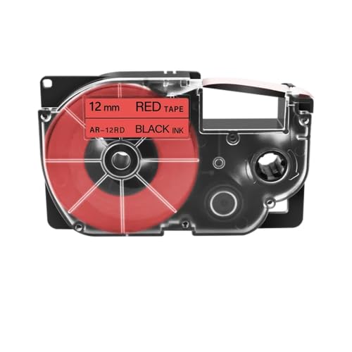 REwNXA 1pcs 9/12/18/24mm Etikettband Kompatibel mit die kompatible Verwendung mit XR-12WE XR-18WE XR-9WE XR-12X XR-12YW und KL-120 KL-820 KL-780 Label Macher(Black on red) von REwNXA