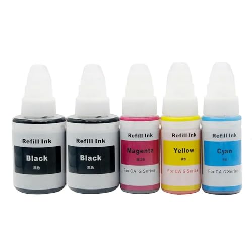 REwNXA Farbwasserbasis Flasche Nachfülltinte kompatibel mit G1200 G2200 G3200 G4200 G1500 G2500 Drucker GI-190 490 790 890 990(2BK 1C 1M 1Y) von REwNXA