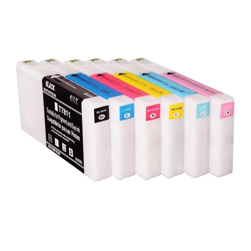 REwNXA Kompatible Farbstofftintenpatrone in 6 Farben Kompatibel mit Frontier-S DX-100-Drucker 200ml pro T7811 bis T7816(T7813-M) von REwNXA