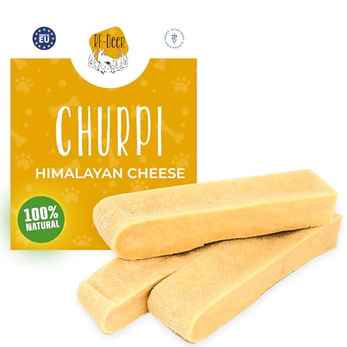 RF-Deer Käseknochen Kaukäse für Hunde Premium XXL - 0,5 kg - ca. 16 cm - Käse Kauknochen nach dem Himalaya Rezept, Fördert die Zahnhygiene, Dentastik Zahnpflege für Hund, Leckerlis, 100% Natürlich von RF - Deer