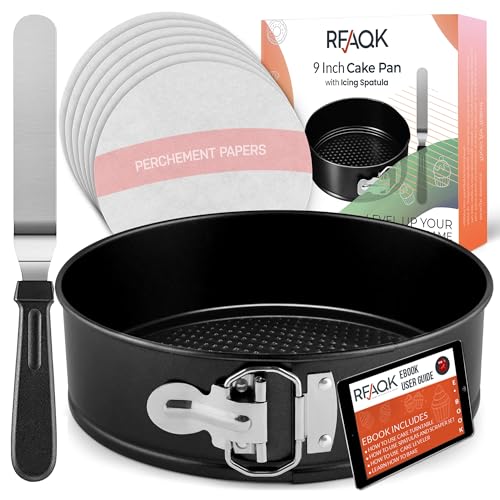RFAQK Springform 24 cm rund, Kuchenform rund zum Backen, Antihaft Backform rund mit 50 Pergamentpapier, Kuchenspatel & E-Book RFAQK Springform 24 cm rund, Kuchenform rund zum Backen, Antihaft Backform rund mit 50 Pergamentpapier, Kuchenspatel & E-Book von RFAQK