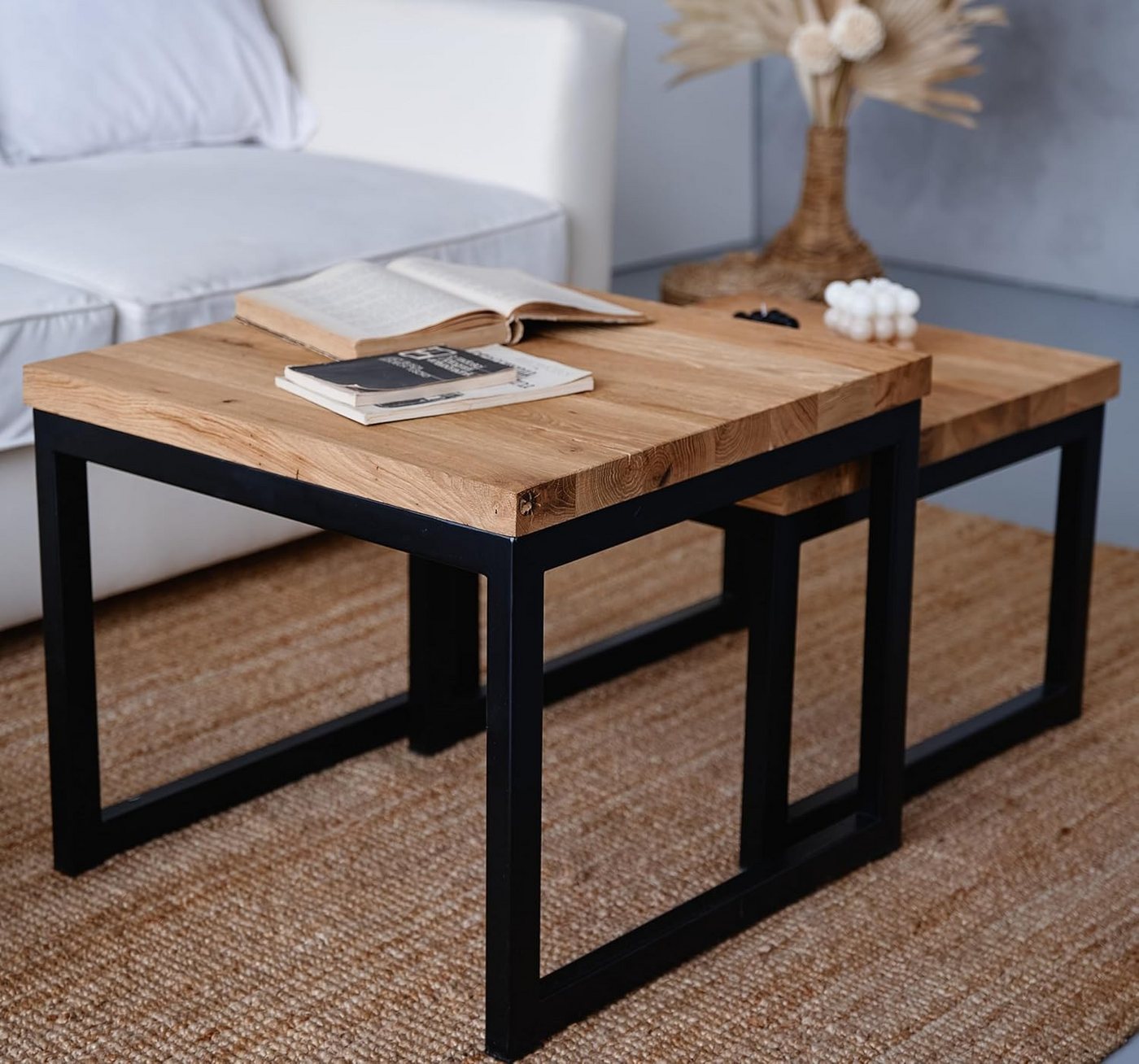 RFD RAW FURNITURE DESIGNS Couchtisch aus Holz PREMIUM QUALITY Set 2er Handgefertigt Quadratisch Kaffeetisch RFD RAW FURNITURE DESIGNS Couchtisch aus Holz PREMIUM QUALITY Set 2er Handgefertigt Quadratisch Kaffeetisch von RFD RAW FURNITURE DESIGNS