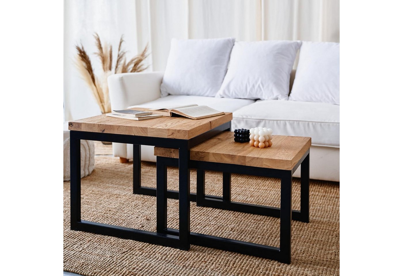 RFD RAW FURNITURE DESIGNS Couchtisch aus Holz - Set 2er Handgefertigt Quadratisch Kaffeetisch, Massivholz-Coffee Table - 58x58x49cm/58x48x40cm RFD RAW FURNITURE DESIGNS Couchtisch aus Holz - Set 2er Handgefertigt Quadratisch Kaffeetisch, Massivholz-Coffee Table - 58x58x49cm/58x48x40cm von RFD RAW FURNITURE DESIGNS