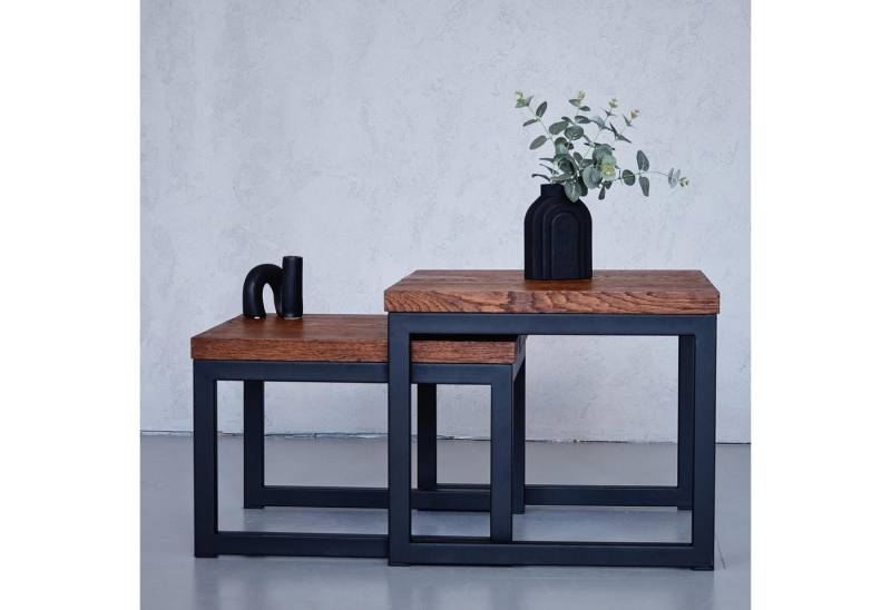 RFD RAW FURNITURE DESIGNS Couchtisch aus Holz - Set 2er Handgefertigt Quadratisch Kaffeetisch, Massivholz-Coffee Table - 58x58x49cm/58x48x40cm von RFD RAW FURNITURE DESIGNS