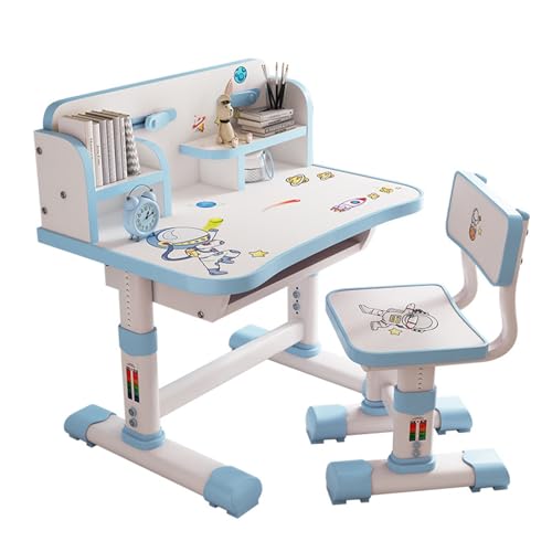 RFEGJVII Premium Kids Study Desk Chair Set Height Adjustable Children School Study Table Chair Set with Astronaut Pattern Ergonomic Desk Chair with Large Writing Board Bookshelf Mental Hook and Drawe RFEGJVII Premium Kids Study Desk Chair Set Height Adjustable Children School Study Table Chair Set with Astronaut Pattern Ergonomic Desk Chair with Large Writing Board Bookshelf Mental Hook and Drawe von RFEGJVII