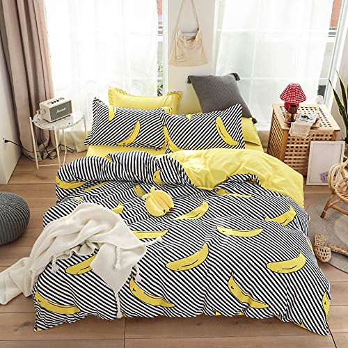 RFFLUX 100% Microfaser 3D Cartoon Obst Banane Bettwäsche 220x240 cm 3teilig mit Reißverschluss Sommerbettwäsche Weich und Angenehme Bettwaren Set mit 2 Kissenbezug 80x80 cm für Erwachsener von RFFLUX