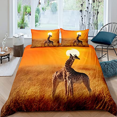 RFFLUX 100% Microfaser Bettwäsche 200x200 cm 3teilig mit Reißverschluss 3D Giraffe Wiese Sonnenuntergang Sommerbettwäsche Sets Warme Winter Weich und Angenehme Bettbezug mit 2 Kissenbezug 80x80 cm RFFLUX 100% Microfaser Bettwäsche 200x200 cm 3teilig mit Reißverschluss 3D Giraffe Wiese Sonnenuntergang Sommerbettwäsche Sets Warme Winter Weich und Angenehme Bettbezug mit 2 Kissenbezug 80x80 cm von RFFLUX