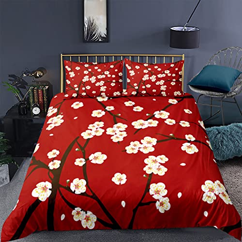 RFFLUX 100% Microfaser Bettwäsche 200x200 cm 3teilig mit Reißverschluss 3D Mehrfarbig Sakura rot Sommerbettwäsche Sets Warme Winter Weich und Angenehme Bettbezug mit 2 Kissenbezug 80x80 cm RFFLUX 100% Microfaser Bettwäsche 200x200 cm 3teilig mit Reißverschluss 3D Mehrfarbig Sakura rot Sommerbettwäsche Sets Warme Winter Weich und Angenehme Bettbezug mit 2 Kissenbezug 80x80 cm von RFFLUX