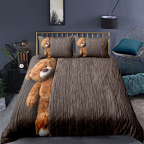 RFFLUX 3D Bär süß Tier Bettwäsche Set 135x200 cm 2teilig mit Reißverschluss Weiche und Angenehme Schlafkomfort Microfaser Bettbezug Kinderbettwäsche mit Kissenbezug 80x80 cm von RFFLUX