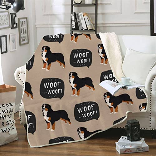 RFFLUX 3D Berner Sennenhund Decke 130x150cm Warmer Winter Weich Cartoon Tier Hund Kuscheldecke Microfaser Sherpa Wohndecke TV Decke Flauschige Couchdecke für Kind Weihnachten Geschenk Blanket von RFFLUX