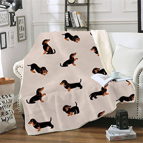 RFFLUX 3D Dackel Decke 130x150cm Warmer Winter Weich Cartoon Tier Hund Kuscheldecke Microfaser Sherpa Wohndecke TV Decke Flauschige Couchdecke für Kind Weihnachten Geschenk Blanket von RFFLUX