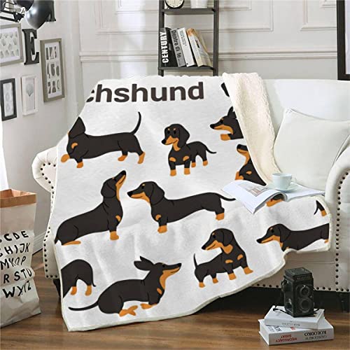 RFFLUX 3D Dackel Kuscheldecke 150x200cm Warmer Winter Weich Cartoon Tier Hund Decke Microfaser Sherpa Wohndecke Flauschige Couchdecke für Erwachsene Weihnachten Geschenk Blanket von RFFLUX