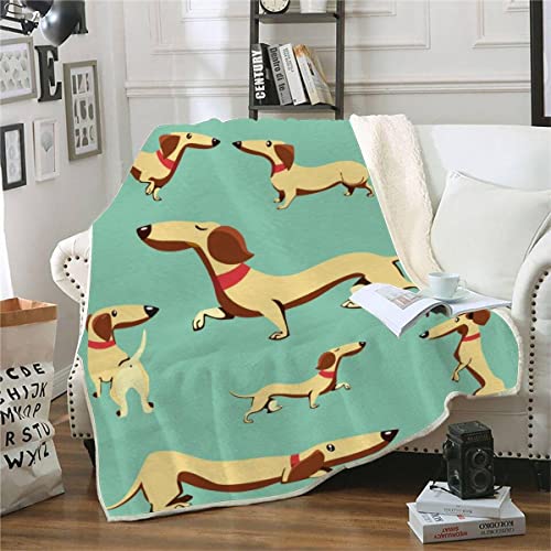 RFFLUX 3D Dackel Kuscheldecke 150x200cm Warmer Winter Weich Cartoon Tier Hund Decke Microfaser Sherpa Wohndecke Flauschige Couchdecke für Erwachsene Weihnachten Geschenk Blanket von RFFLUX