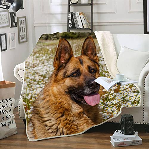 RFFLUX 3D Deutscher Schäferhund Kuscheldecke 150x200cm Warmer Winter Weich Tier Hund Decke Microfaser Sherpa Wohndecke Flauschige Couchdecke für Erwachsene Weihnachten Geschenk Blanket von RFFLUX