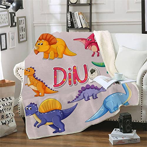 RFFLUX 3D Dinosaurier Kuscheldecke 150x200cm Warmer Winter Weich Kawaii Dino Decke Microfaser Sherpa Wohndecke Flauschige Couchdecke für Erwachsene Weihnachten Geschenk Blanket von RFFLUX