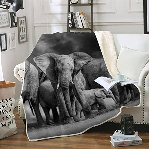 RFFLUX 3D Elefant Kuscheldecke 150x200cm Warmer Winter Weich Retro Natur Tiere Decke Microfaser Sherpa Wohndecke Flauschige Couchdecke für Erwachsene Weihnachten Geschenk Blanket von RFFLUX