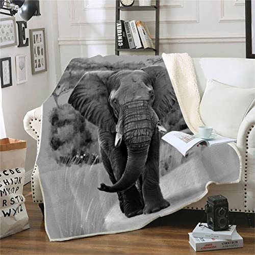 RFFLUX 3D Elefant Kuscheldecke 150x200cm Warmer Winter Weich Spaß Natur Tiere Decke Microfaser Sherpa Wohndecke Flauschige Couchdecke für Erwachsene Weihnachten Geschenk Blanket von RFFLUX