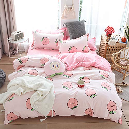 RFFLUX 3D Kawaii Obst pfirsich Bettwäsche Set 135x200 cm 2teilig mit Reißverschluss Weiche und Angenehme Schlafkomfort Microfaser Bettbezug Kinderbettwäsche mit Kissenbezug 80x80 cm von RFFLUX