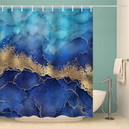 RFFLUX 3D Marmor Duschvorhang Anti Schimmel 180x200 cm mit 12 Ringe Polyester Marmor Duschvorhänge Anti-Bakteriell Waschbar Wasserdicht Badvorhänge für Badezimmer（Stil 10-8） von RFFLUX