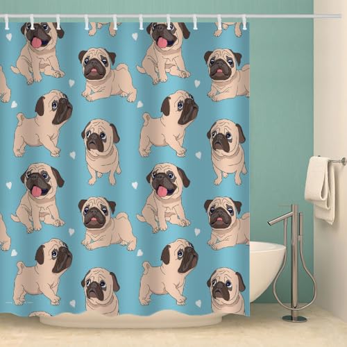 RFFLUX 3D Mops Duschvorhänge 120x180 cm Polyester Mops Duschvorhang Anti Schimmel mit 12 Haken Anti-Bakteriell Waschbar Wasserdicht Badvorhänge für Badezimmer（Stil 5-3） von RFFLUX