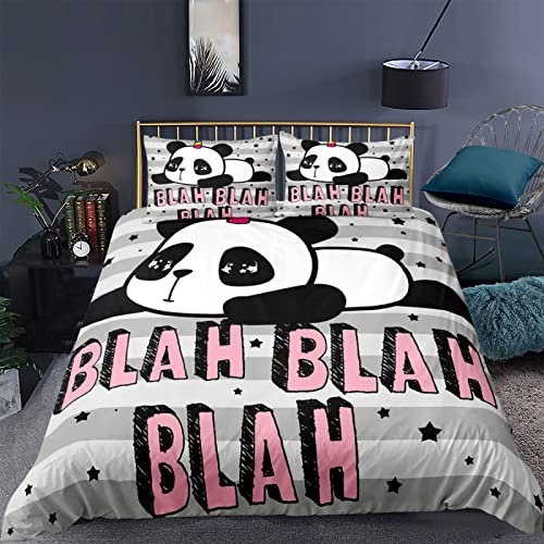 RFFLUX 3D Panda süß Tier Bettwäsche Set 135x200 cm 2teilig mit Reißverschluss Weiche und Angenehme Schlafkomfort Microfaser Bettbezug Kinderbettwäsche mit Kissenbezug 80x80 cm von RFFLUX