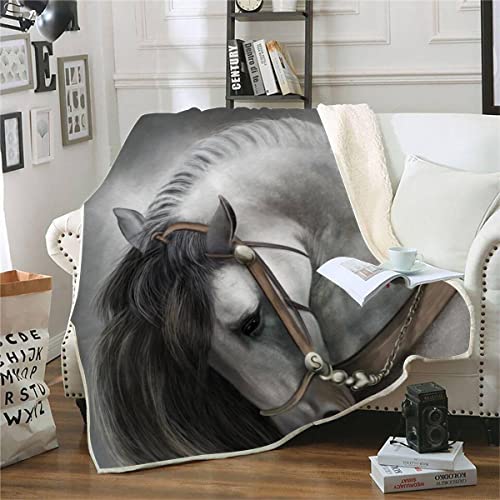 RFFLUX 3D Pferd Decke 130x150cm Warmer Winter Weich Tier Retro Pferd Kuscheldecke Microfaser Sherpa Wohndecke TV Decke Flauschige Couchdecke für Kind Weihnachten Geschenk Blanket von RFFLUX