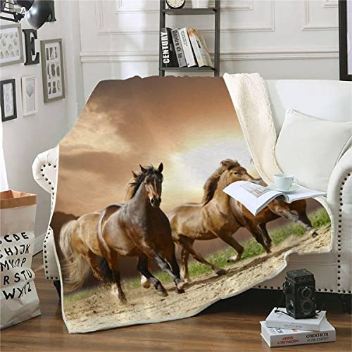 RFFLUX 3D Pferd Kuscheldecke 150x200cm Warmer Winter Weich Tier Galopp Pferd Decke Microfaser Sherpa Wohndecke Flauschige Couchdecke für Erwachsene Weihnachten Geschenk Blanket von RFFLUX