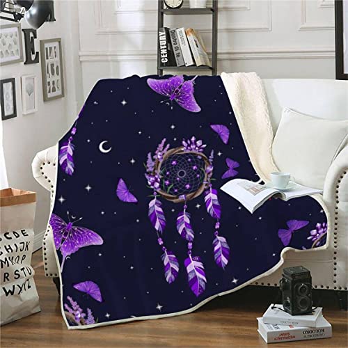 RFFLUX 3D Traumfänger Decke 130x150cm Warmer Winter Weich Mehrfarbig Boho Kuscheldecke Microfaser Sherpa Wohndecke TV Decke Flauschige Couchdecke für Kind Weihnachten Geschenk Blanket von RFFLUX