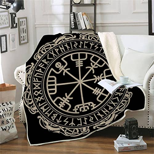 RFFLUX 3D Wikinger Decke 130x150cm Warmer Winter Weich Retro Kuscheldecke Microfaser Sherpa Wohndecke TV Decke Flauschige Couchdecke für Kind Weihnachten Geschenk Blanket von RFFLUX