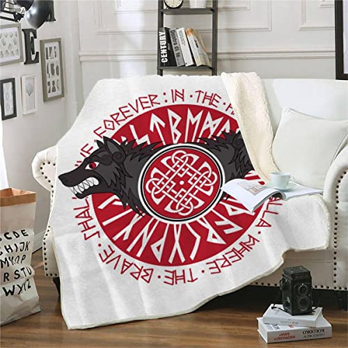 RFFLUX 3D Wikinger Kuscheldecke 150x200cm Warmer Winter Weich Wolf Decke Microfaser Sherpa Wohndecke Flauschige Couchdecke für Erwachsene Weihnachten Geschenk Blanket von RFFLUX
