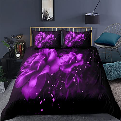 RFFLUX Bettwäsche 155x220 cm 3teilig mit Reißverschluss 3D romantisch lila Blumen Bettwäsche Sets Warme Winter Sommer Weich und Angenehme Bettbezüge mit 2 Kissenbezug 80x80 cm für Teenager RFFLUX Bettwäsche 155x220 cm 3teilig mit Reißverschluss 3D romantisch lila Blumen Bettwäsche Sets Warme Winter Sommer Weich und Angenehme Bettbezüge mit 2 Kissenbezug 80x80 cm für Teenager von RFFLUX