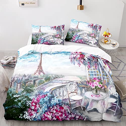 RFFLUX Eiffelturm Bettwäsche 155x220 cm 3teilig mit Reißverschluss 3D Frankreich Paris Bettwäsche Sets Warme Winter Sommer Weich und Angenehme Bettbezüge mit 2 Kissenbezug 80x80 cm für Teenager RFFLUX Eiffelturm Bettwäsche 155x220 cm 3teilig mit Reißverschluss 3D Frankreich Paris Bettwäsche Sets Warme Winter Sommer Weich und Angenehme Bettbezüge mit 2 Kissenbezug 80x80 cm für Teenager von RFFLUX